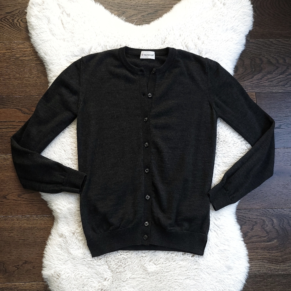 Moncler Minimilist Wool Button Cardigan Sweater Top - Picture 2 of 9